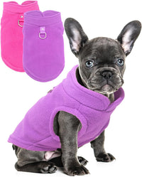 2 Pieces Fleece Dog Sweater Vest Winter Warm Dog Clothes for Small - rose,purple / Medium(7-10lbs)