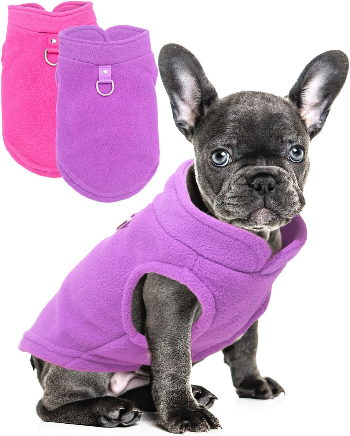 2 Pieces Fleece Dog Sweater Vest Winter Warm Dog Clothes for Small - rose,purple / Medium(7-10lbs)