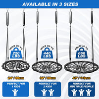 Odoland 43 inch black spider web tree swing with padded steel frame and adjustable ropes - view 3