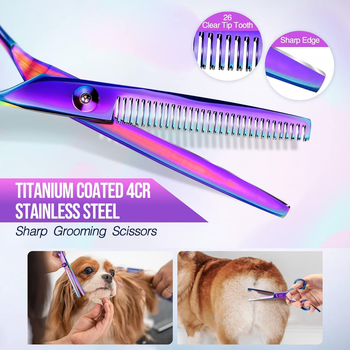 Gimars Titanium Coated Professional 6 in 1 4CR Stainless Steel Dog - Purple 5 in 1 - image 3