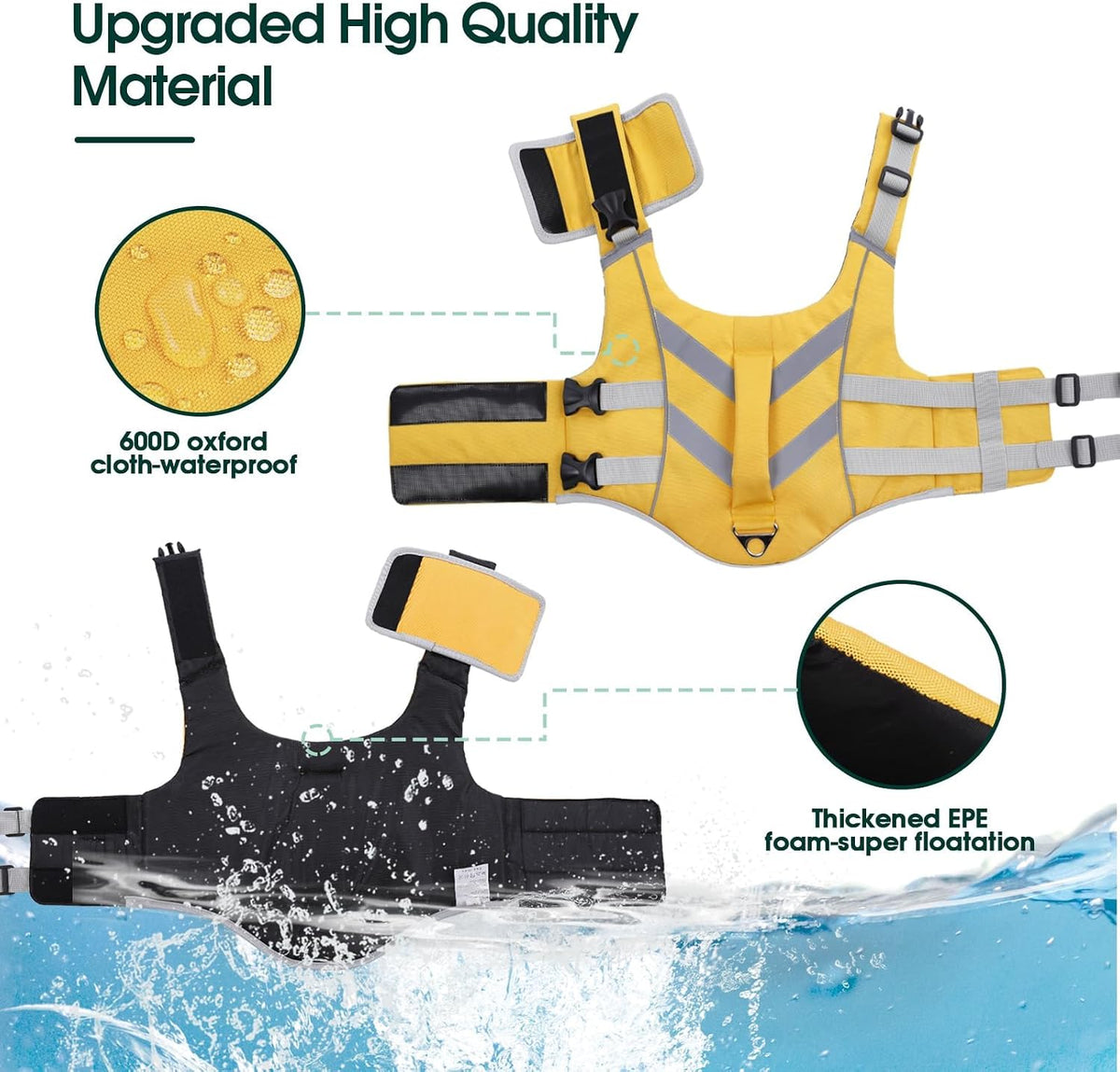 Kuoser Reflective Dog Life Jacket - XL (Chest Girth:25.9-33.4'') / 2#Yellow - image 2