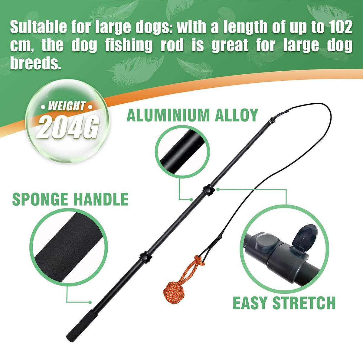 Flirt Pole for Dogs Heavy Duty 40inch Extendable Aluminum Alloy Dog - 40in/3-section - image 3