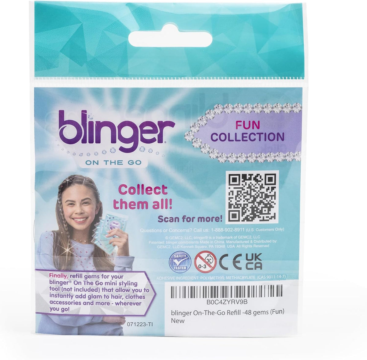blinger mini starter set with clip-on gem styling tool and 10 mini rhinestone discs - view 9
