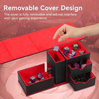 Stepane dice tray and dice tower storage box in black and red PU leather with drawers - view 40