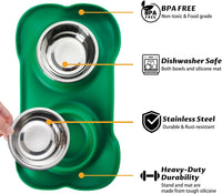 Hubulk Pet Dog Bowls 2 Stainless Steel Dog Bowl with No Spill - Hunter Green / Small - image 2