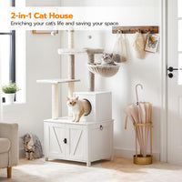 HOOBRO Cat Tree Tower with Litter Box Enclosure Indoor - White - image 3