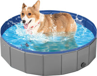YSJILIDE Portable Dog Pool PVC Pet Swimming Bathtub Collapsible Hard - Dark Grey / S-32" x 8"