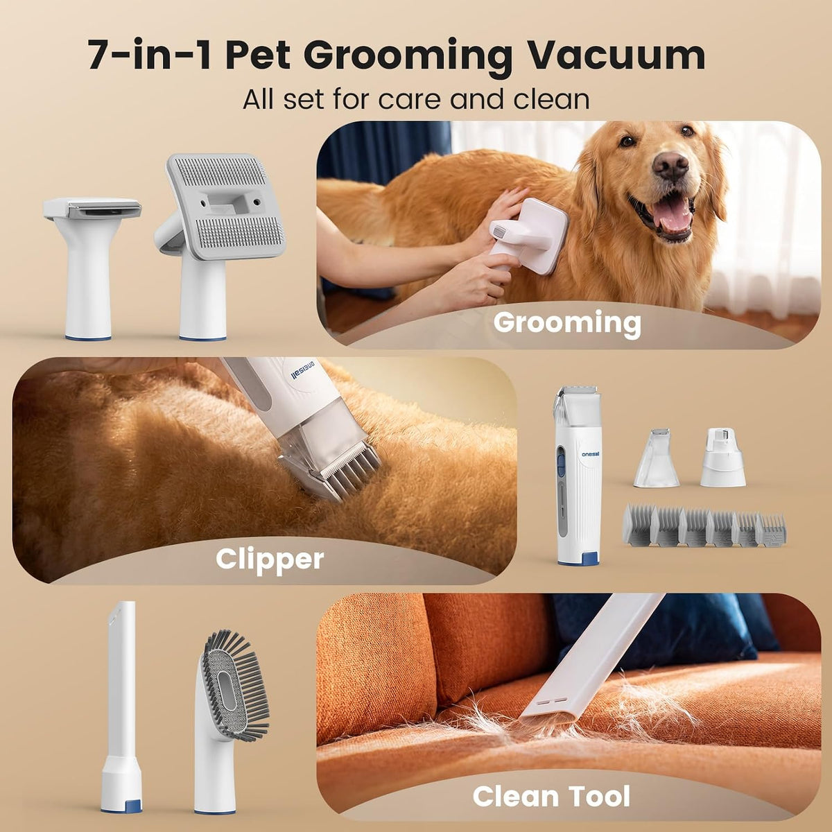 oneisall Dog Grooming Vacuum - Blue - image 2