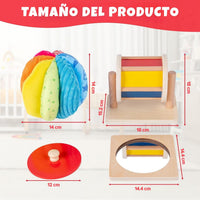 Adena Montessori Play Kit: Knob Puzzle, Drum & Ball, 6-12m – Fun for Kids & Family - Mirror Peekaboo Knob Puzzle, Spinning Drum & Fabric Ball - image 3