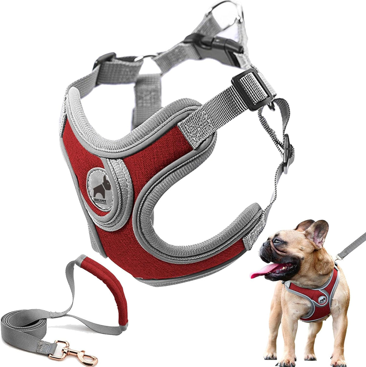 Dog Harness with Leash Set, No Pull Adjustable Step in Pet Vest – Essentials for Dogs - Red / Medium