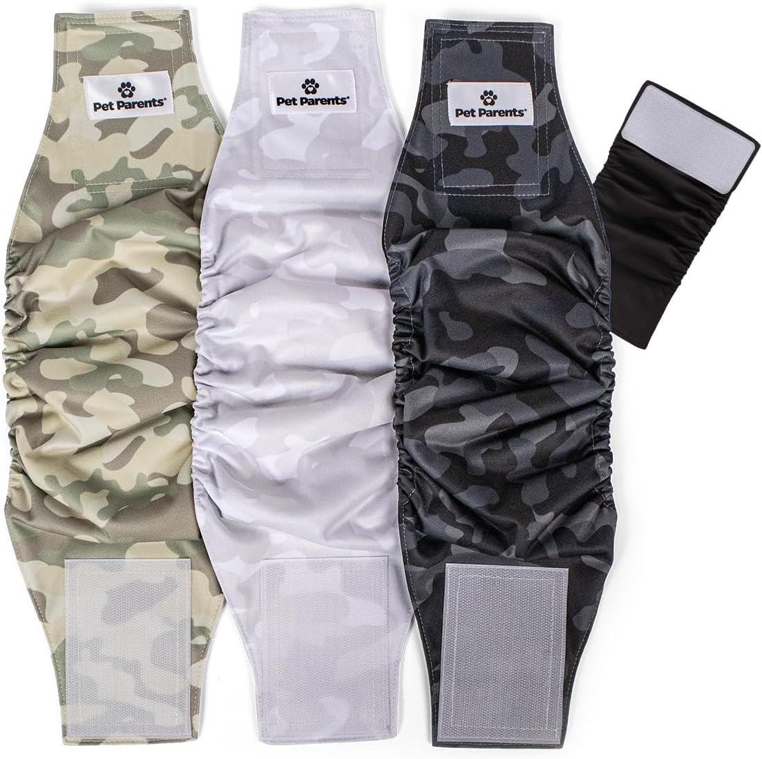 Pet Parents Washable Belly Bands for Male Dogs + Extendrs of Durable - Small (13-16") / Camo