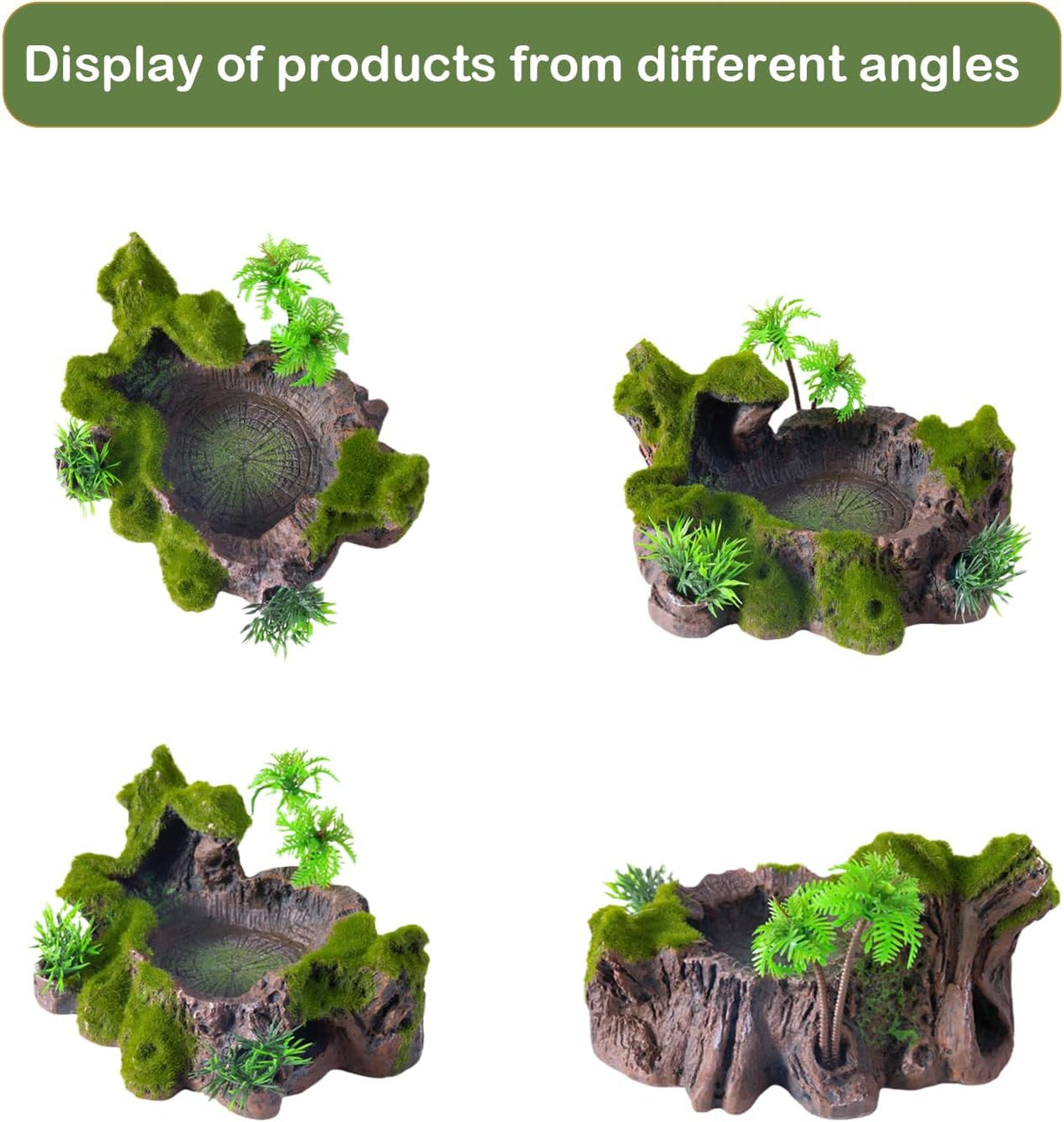 QIRMIZI Reptile Decor, Plastic Reptile Platform with Artificial Plants - Basking Habitat Decor - image 4