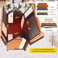 Aivituvin Dog House with Insulated Liner Anti-Chewing Metal Frame Design Insulated Wooden Dog Kennel with Unique Design Roof, Weatherproof Dog House for Outdoor Indoor