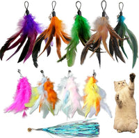 LogFaadCoi 10-Pack of Vibrant Feathered Cat Toy Refills: Perfect Wand Attachments for Indoor Cats, Enhance Your Pet's Playtime with These Exciting Replacement Feather Cat Toys