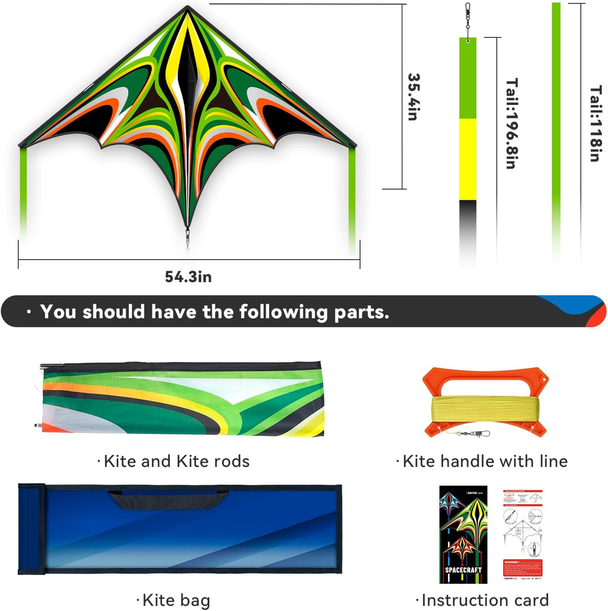 Kite, Large Delta Kites for Kids and Adults - Dark Green - image 2