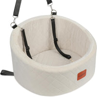 Lealchum Dog Car Seat for Small Dogs Up to 30 Lbs with 2 Safety Dog - Beige / Small