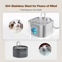 Cat Water Fountain Stainless Steel: Pet Fountains for Cats/Dog Indoor - 108oz/3.2L Cat Fountain + 10 Filters + 10 Sponges - image 2