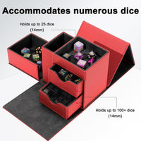 Stepane dice tray and dice tower storage box in black and red PU leather with drawers - view 13