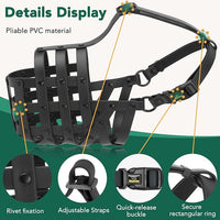 Mayerzon Dog Muzzle for Medium Large Dogs, Humane Basket Muzzle, Soft & Lightweight & Adjustable | Anti Biting Chewing Eating, Suits Training Walks Grooming Vet Visits, Drink & Pant Easily (Black, L)