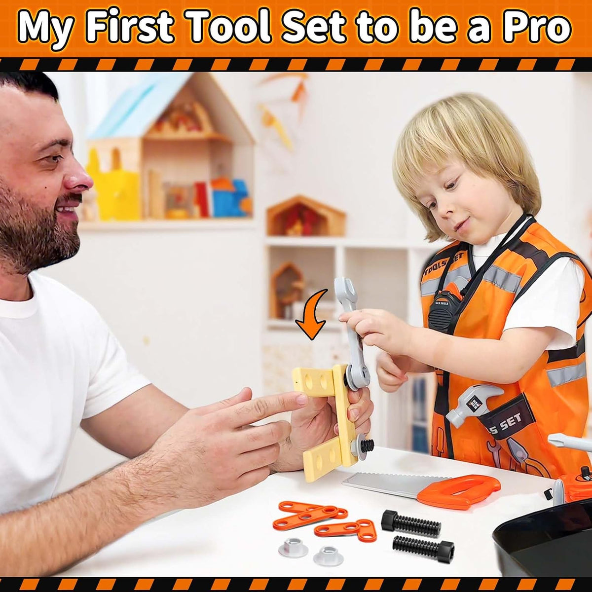 KidBloom Kids Tool Set, Toddler Tool Set with Box - Orange - image 4