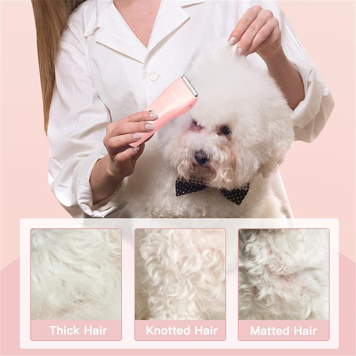 Professional Household Waterproof Low Noise Pet Hair Clippers - Ts006-pink - image 4