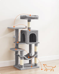 Feandrea Cat Tree, Multi-Level Condo - 44.1 Inches / Light Gray - image 3
