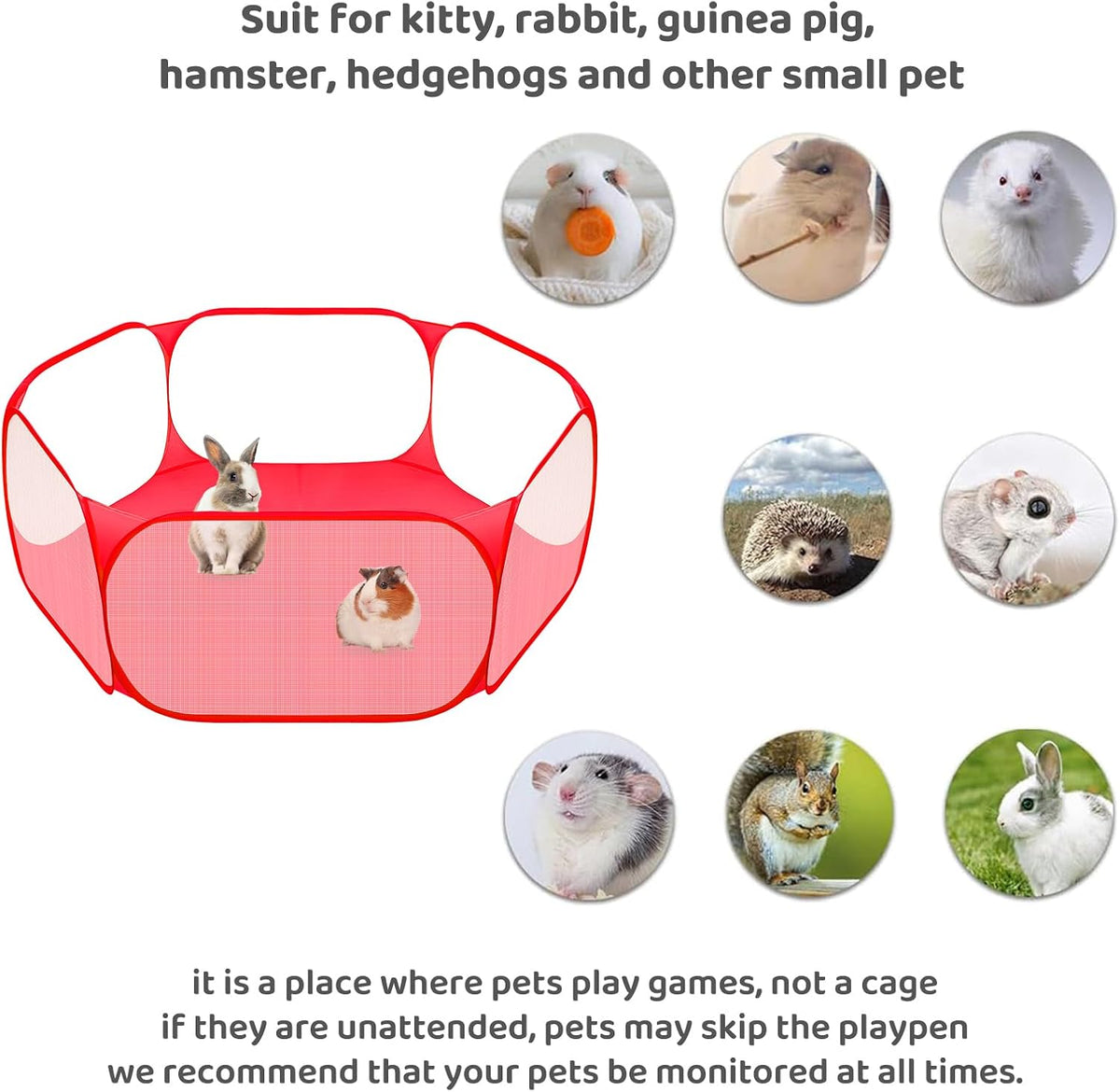 Small Animal Playpen, Pop-Up Portable Play Yard for Guinea Pigs - Red - image 4