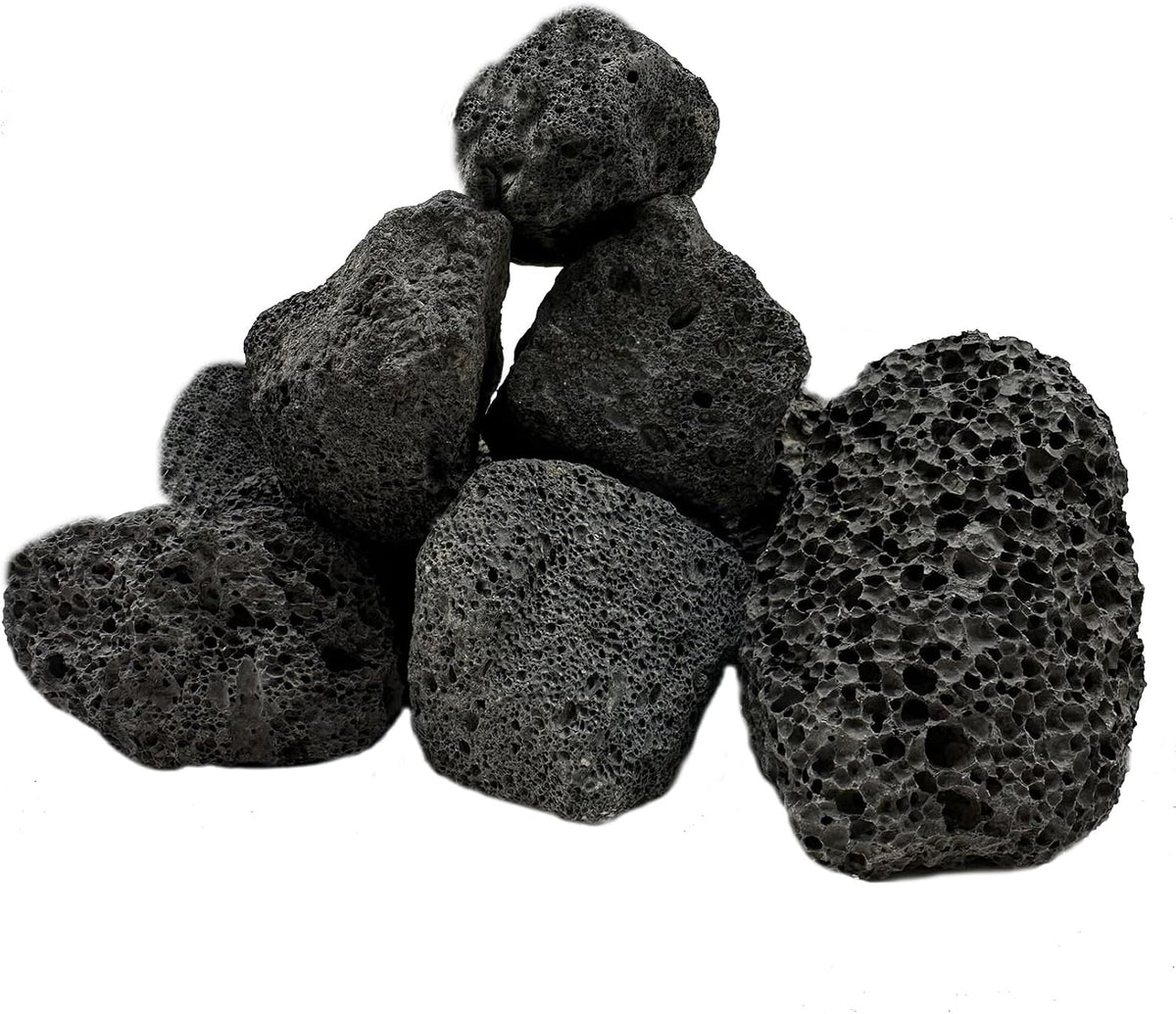 10 Pcs Aquarium Black Lava Rock Fish Tank Volcanic Pumice Stones - Black / L:2''-3.2''