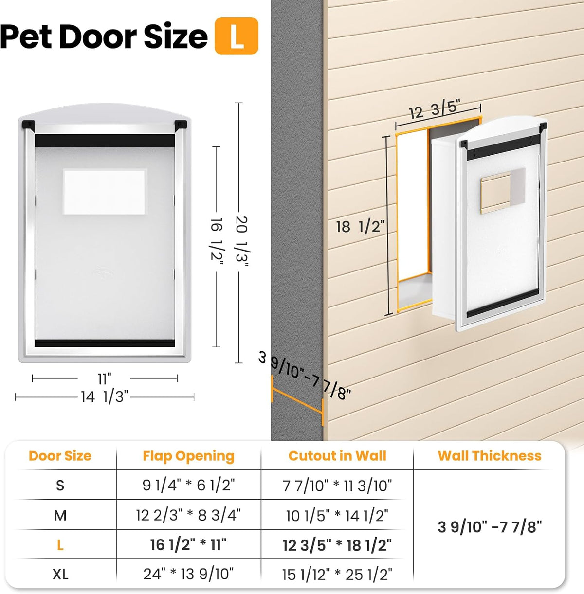 Cat Door for Wall, Energy Efficient Pet Entry Door – Essentials for Cats - Large - image 2