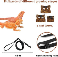 3 Pack Bearded Dragon Harness and Leash Set - Brown Leopard - image 4