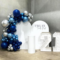 Blue Silver Balloon 12Inch Dark Metallic Blue Silver Confetti Latex - Blue Silver - image 3