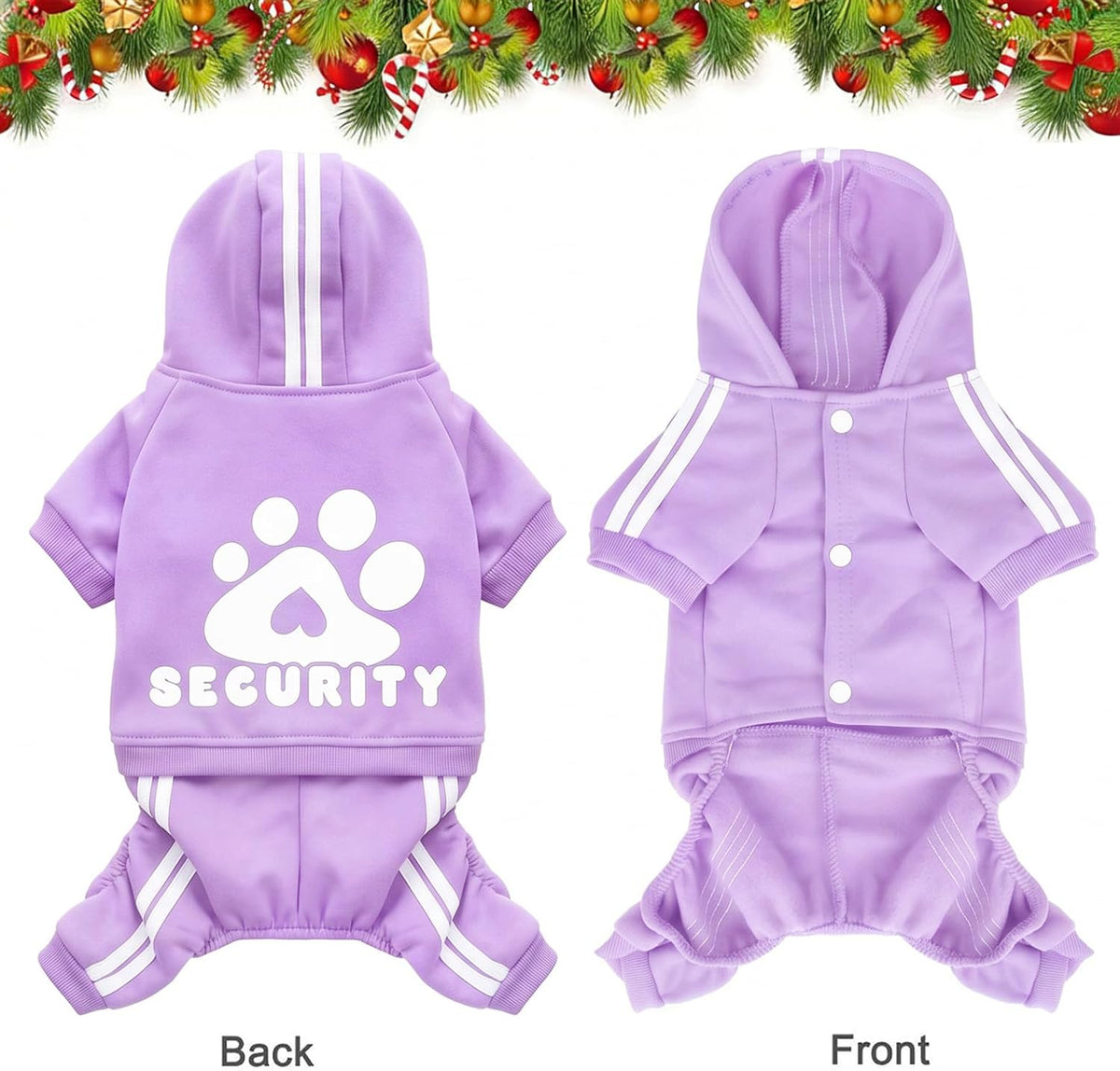 Dog Hoodie Security Clothes 4 Legs Jumpsuit Sweatshirt Hoodies Soft - Purple / Medium - image 4