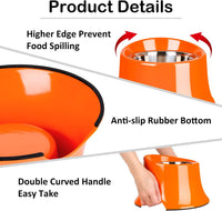 Tilted Elevated Dog Bowls Non-Slip & Non-Spill Pet Feeder - M/2 Cup / Orange - image 4