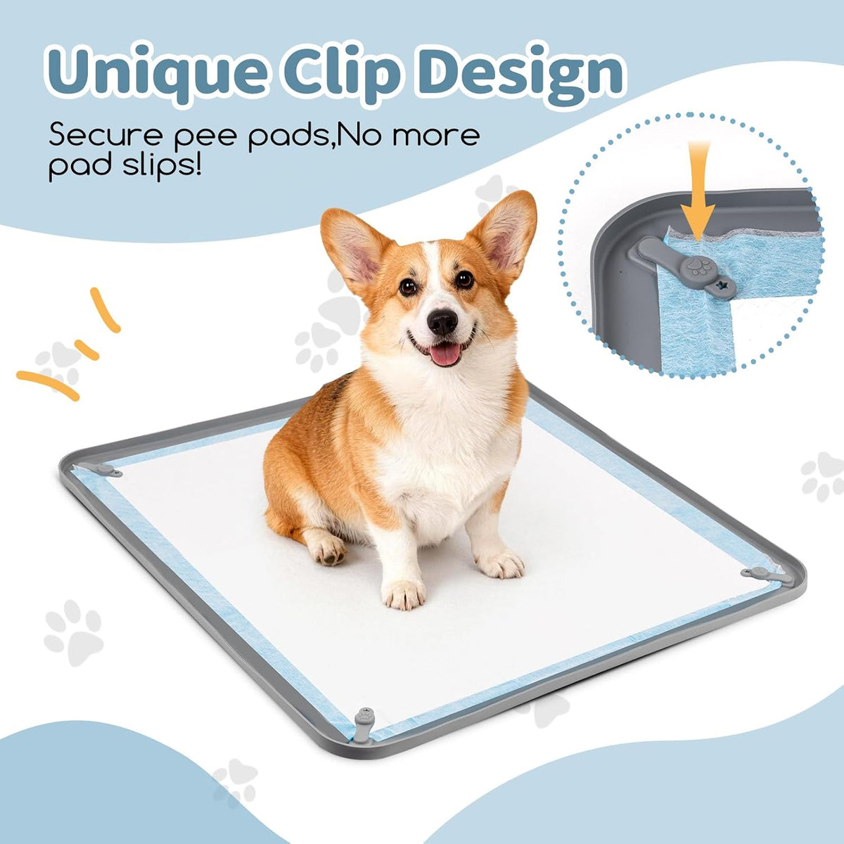 Silicone Puppy Pad Holder Tray with Clips, Fits 24" x 24" Pads – Essentials for Dogs - A-24"x24" - image 4