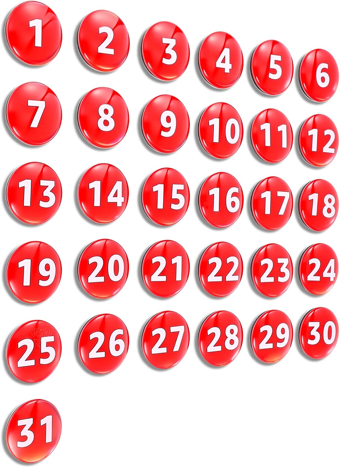 Tellegloww 1-31 magnetic calendar numbers in dark rainbow glass - view 3