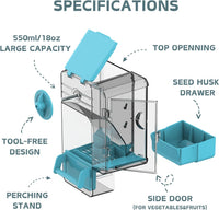Automatic Bird Feeder, Bird Cage Feeder with Perch Multi-Functional Holder for Fruits Vegetables - Blue - image 2