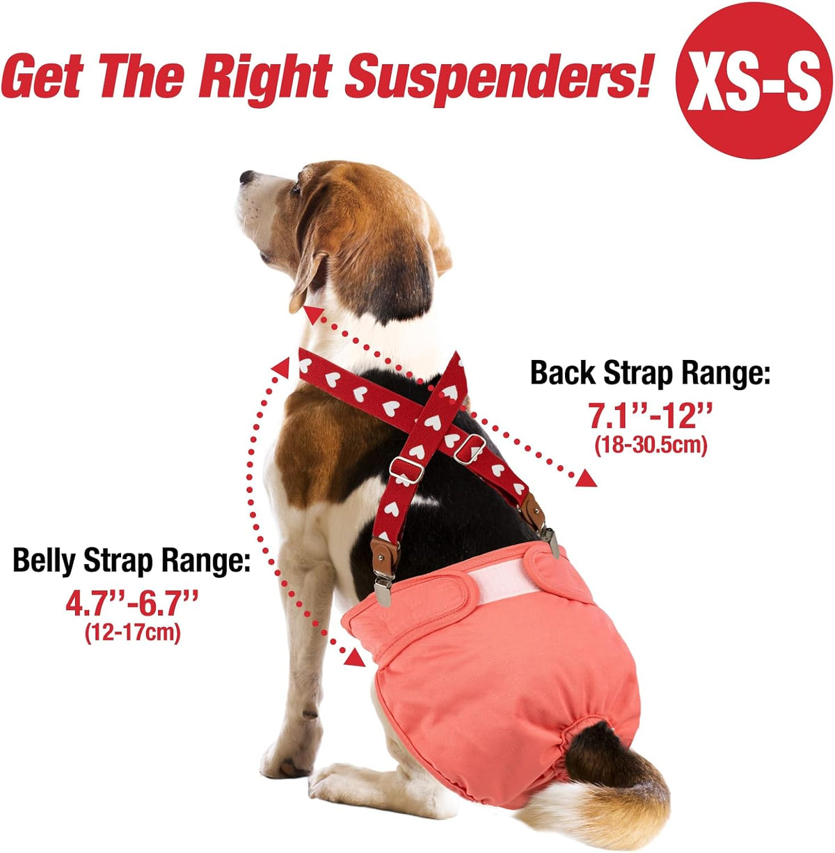 Pet Soft Dog Suspenders 2 Pieces Female Dog Diaper Suspenders - Heart / XS/S - image 4