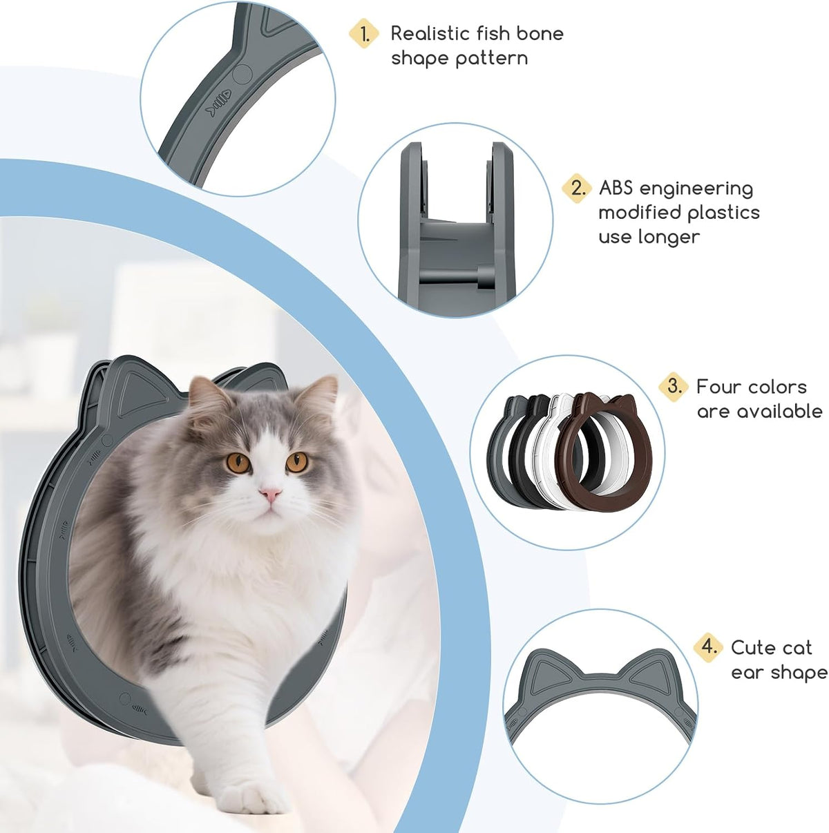 Large Cat Door Interior Door - Smoky Gray - image 4