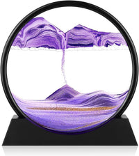 GEKETY 3D moving sand art picture in a round glass frame with layered blue sand - view 2