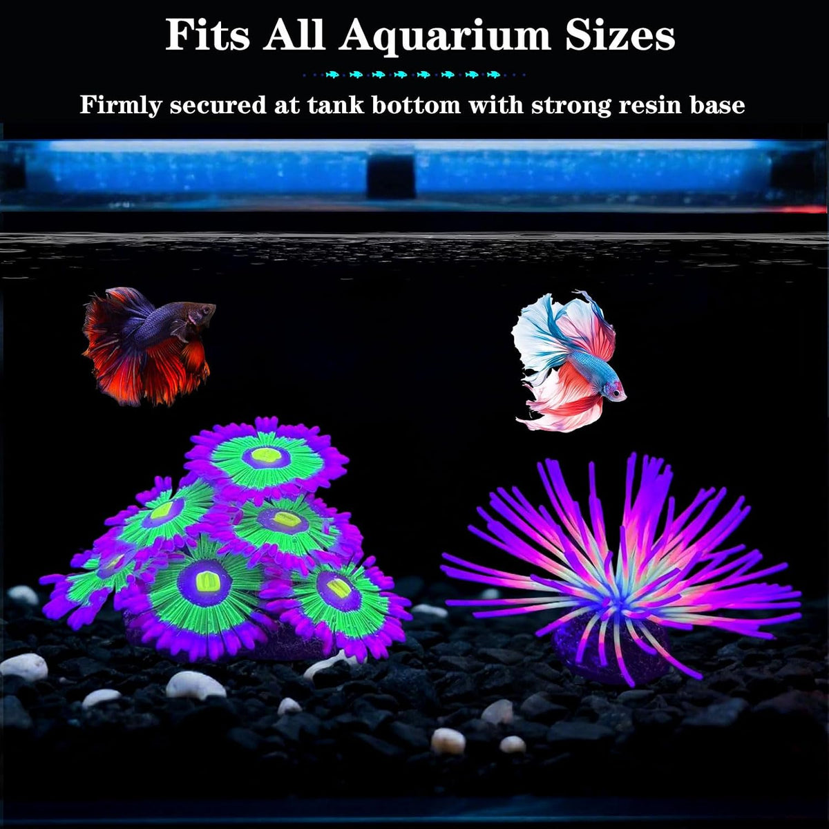 2pcs Silicone Glowing Effect Aquarium Fish Tank Decorations - Pink - image 3