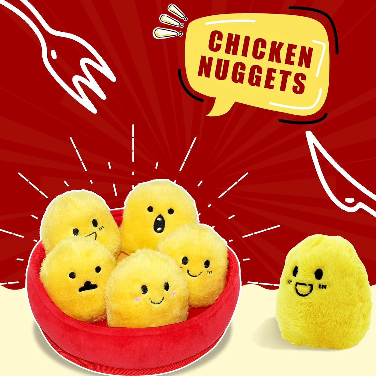 Tug of War Dog Toy, Squeaky Dog Toys Interactive Duck Puppy Toys – Essentials for Dogs - Yelllow Chicken Nugget - image 4