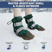 Spark Paws Dog Shoes, Waterproof Dog Boots for Medium to Large Dogs, Non Slip, Breathable Dog Booties and Paw Protectors - 4PCS Doggie Hiking Boots with Reflective Straps, Green Camo, Size 4
