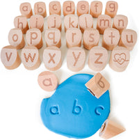 Montessori & Me 27 wooden alphabet playdough stamps with lowercase letters
