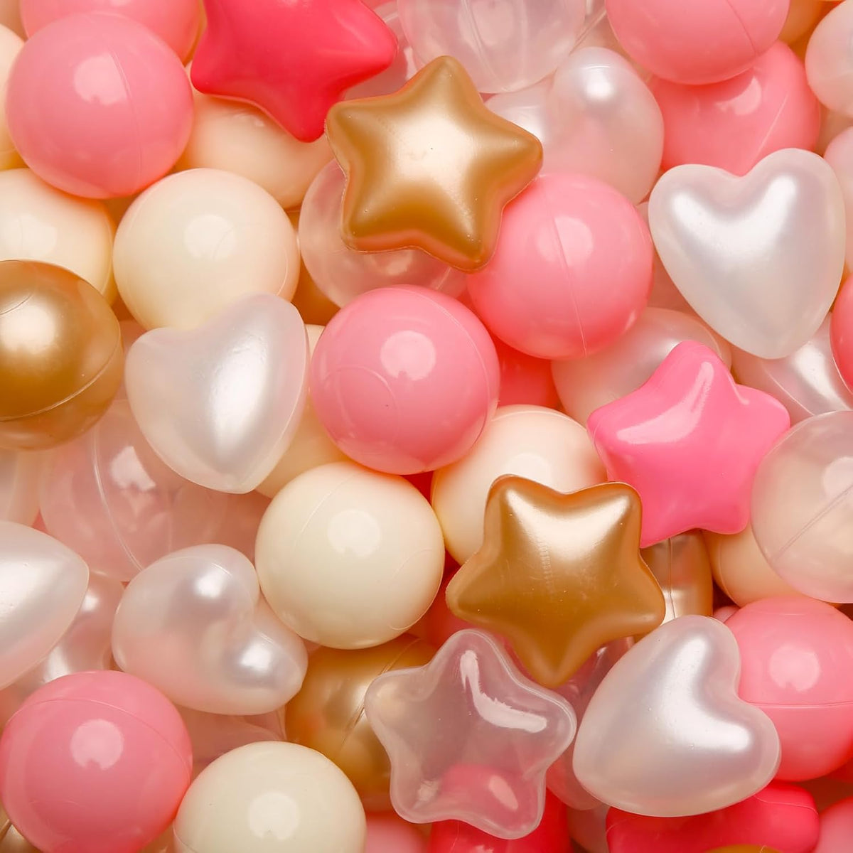 TRENDPLAY Ball Pit Balls Star and Heart Shapes for Toddlers - Brown Pink / 100