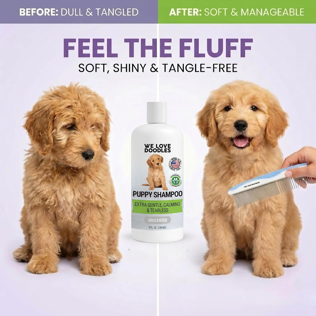 Puppy Shampoo & Conditioner, Tearless Hypoallergenic Wash - Unscented - image 3