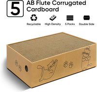 Cat Scratcher, 5 Packs in 1 Cardboard Box Cat Scratching Pad, Large – Essentials for Cats - 5 Packs with Box - image 4