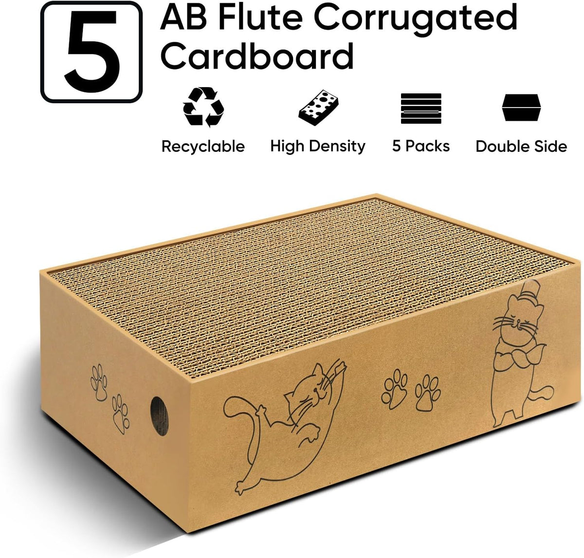 Cat Scratcher, 5 Packs in 1 Cardboard Box Cat Scratching Pad, Large – Essentials for Cats - 5 Packs with Box - image 4