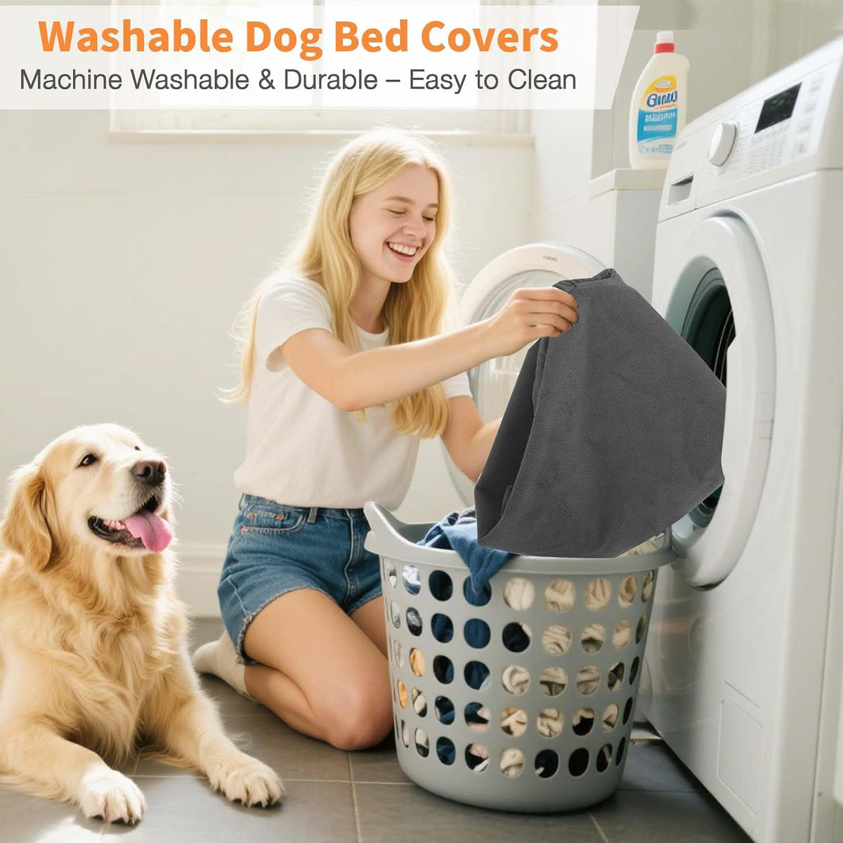 Dog Bed Covers Replacement Washable Waterproof Round Bed Protector - 36 in - image 4