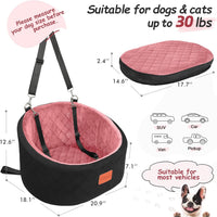 Lealchum Dog Car Seat for Small Dogs Up to 30 Lbs with 2 Safety Dog - Black/Pink / Small - image 2
