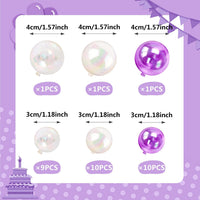 32 PCS Colorful Ball Shaped Cake Topper Pearl Balls Cupcake Cake - White Clear Purple and Clear - image 2